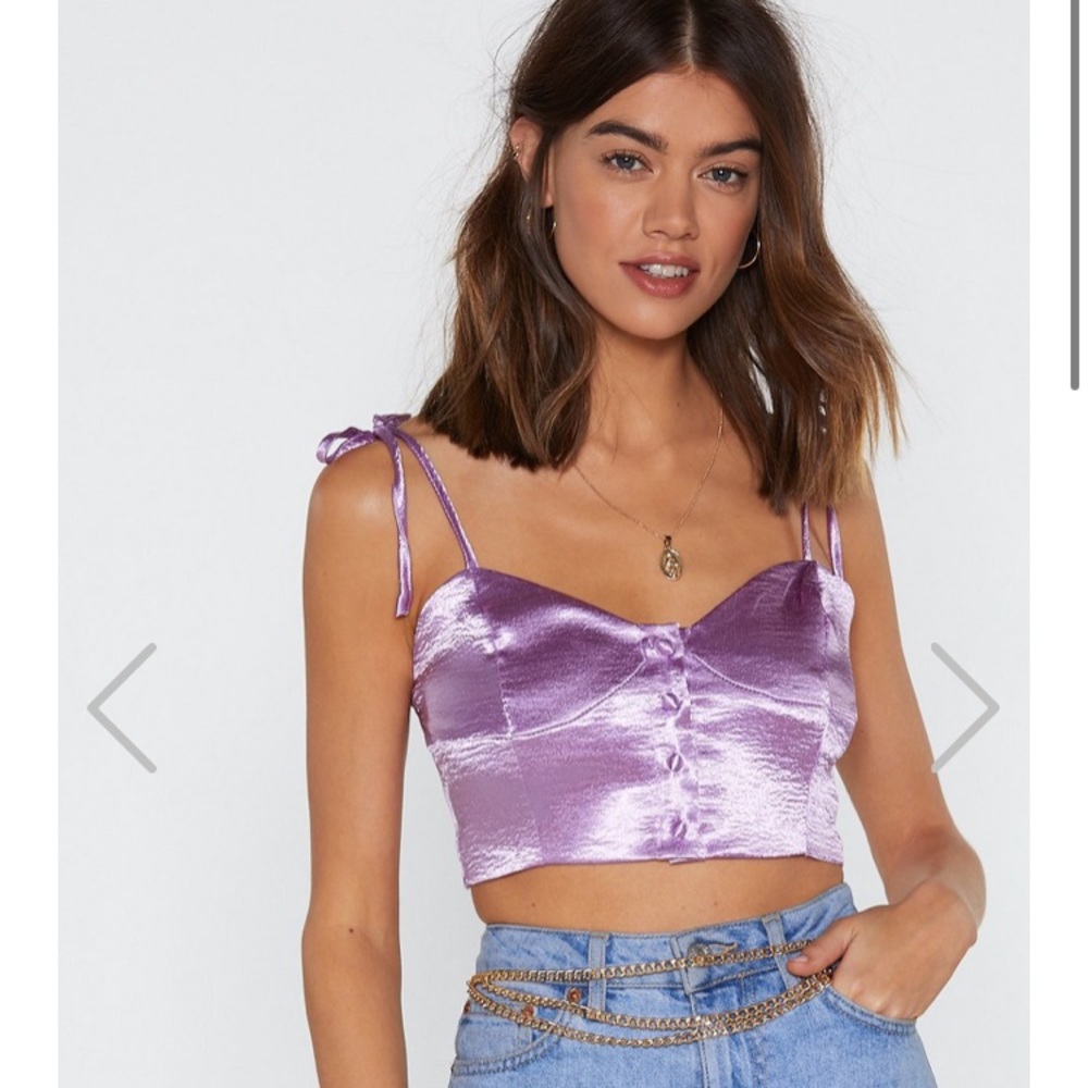 Lilac satin crop top